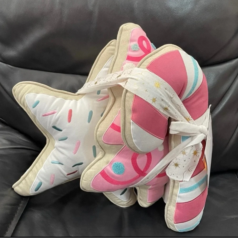 Cynthia Rowley Pink and White Star and Candy Cane Pillows
